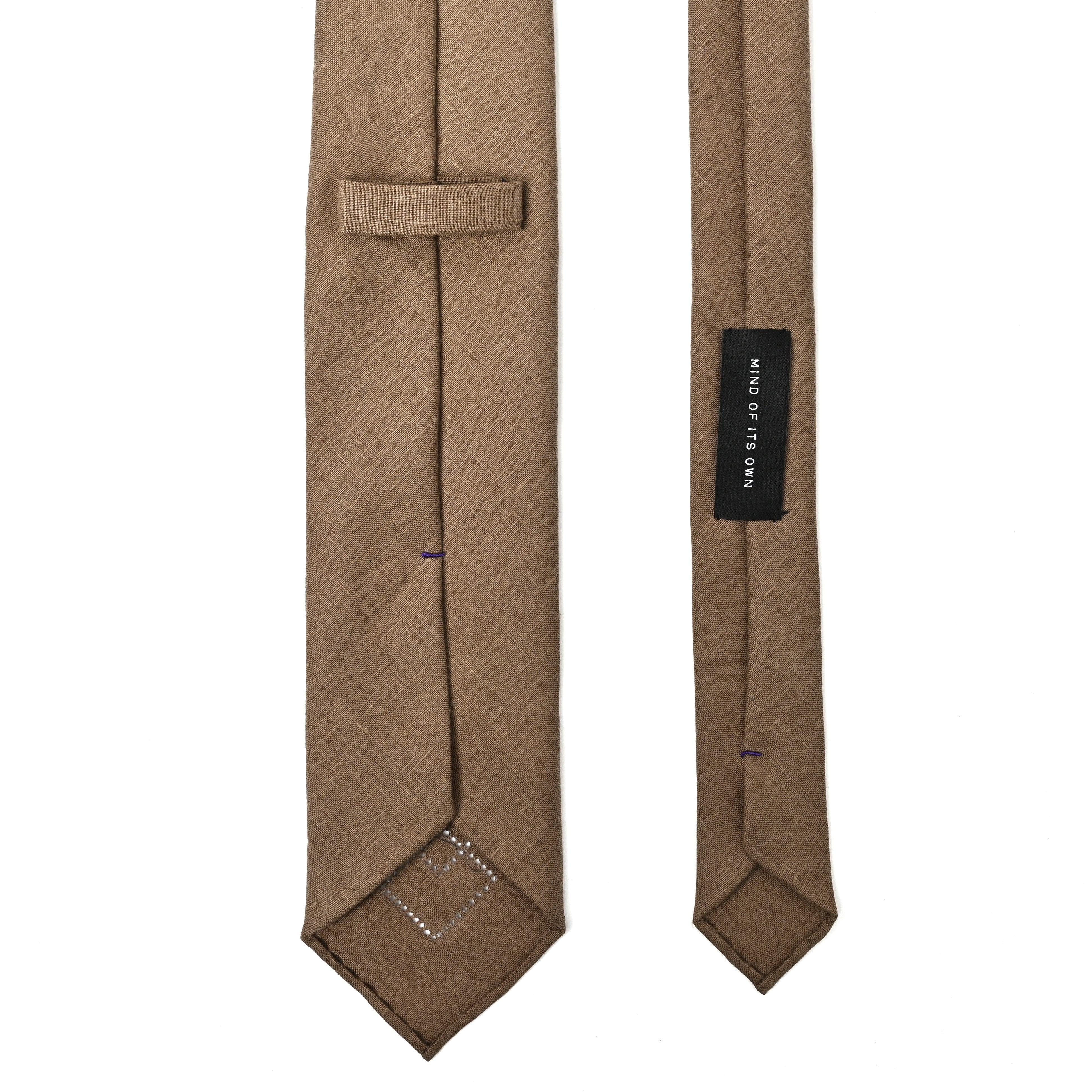 日本製 刺繍 リネン ネクタイ アメリカンネイティブ3 ブラウン