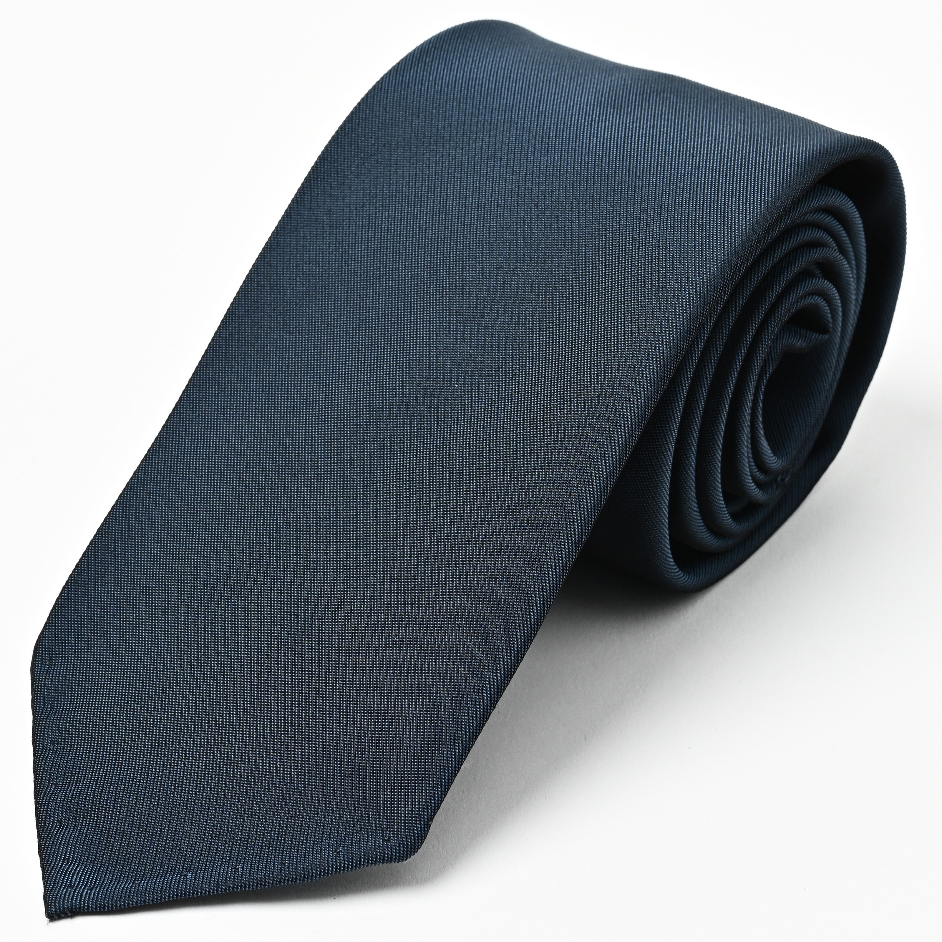 日本製 シルク ハンドロール ネクタイ カスミ ソリッド ネイビー