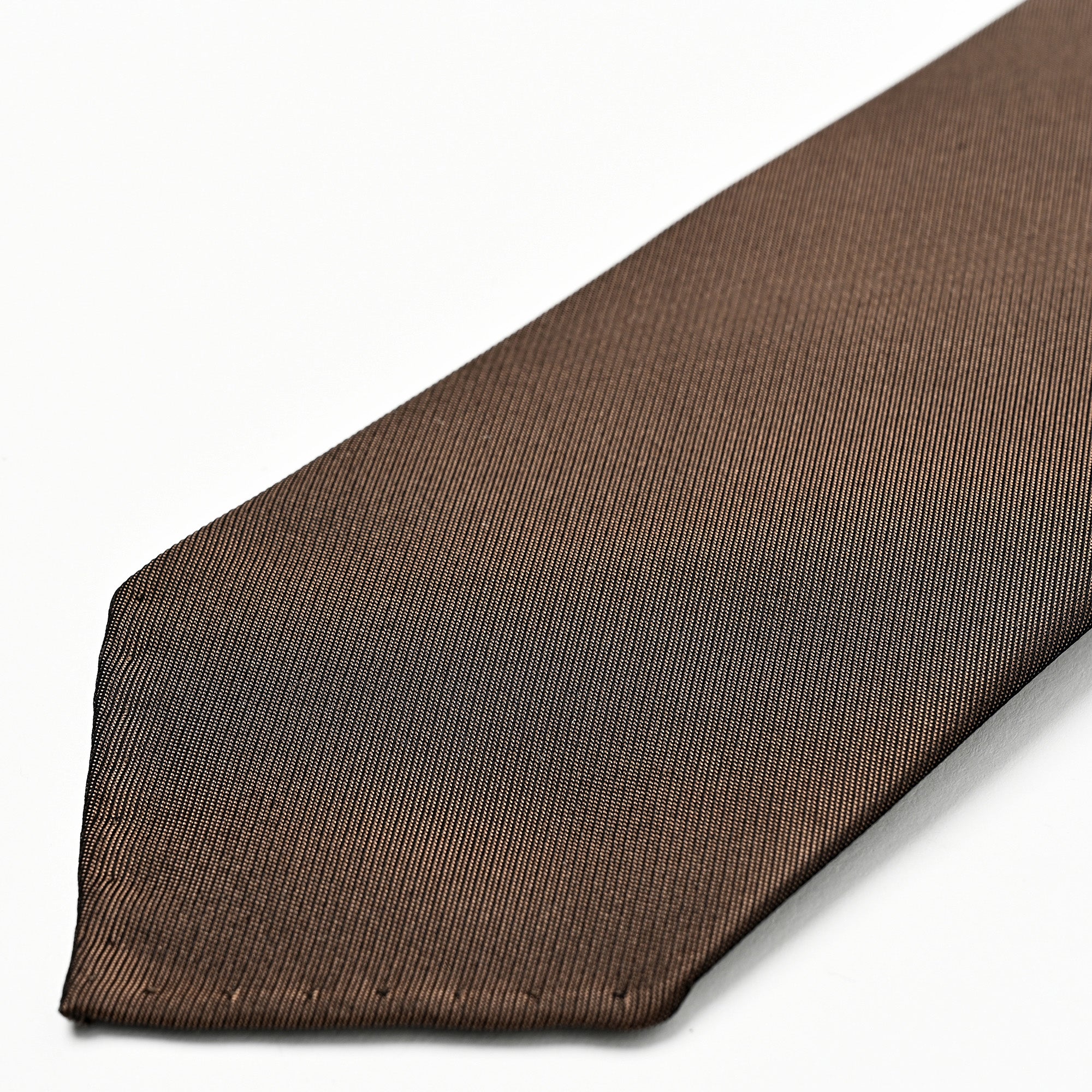 日本製 シルク ハンドロール ネクタイ カスミ ソリッド ブラウン