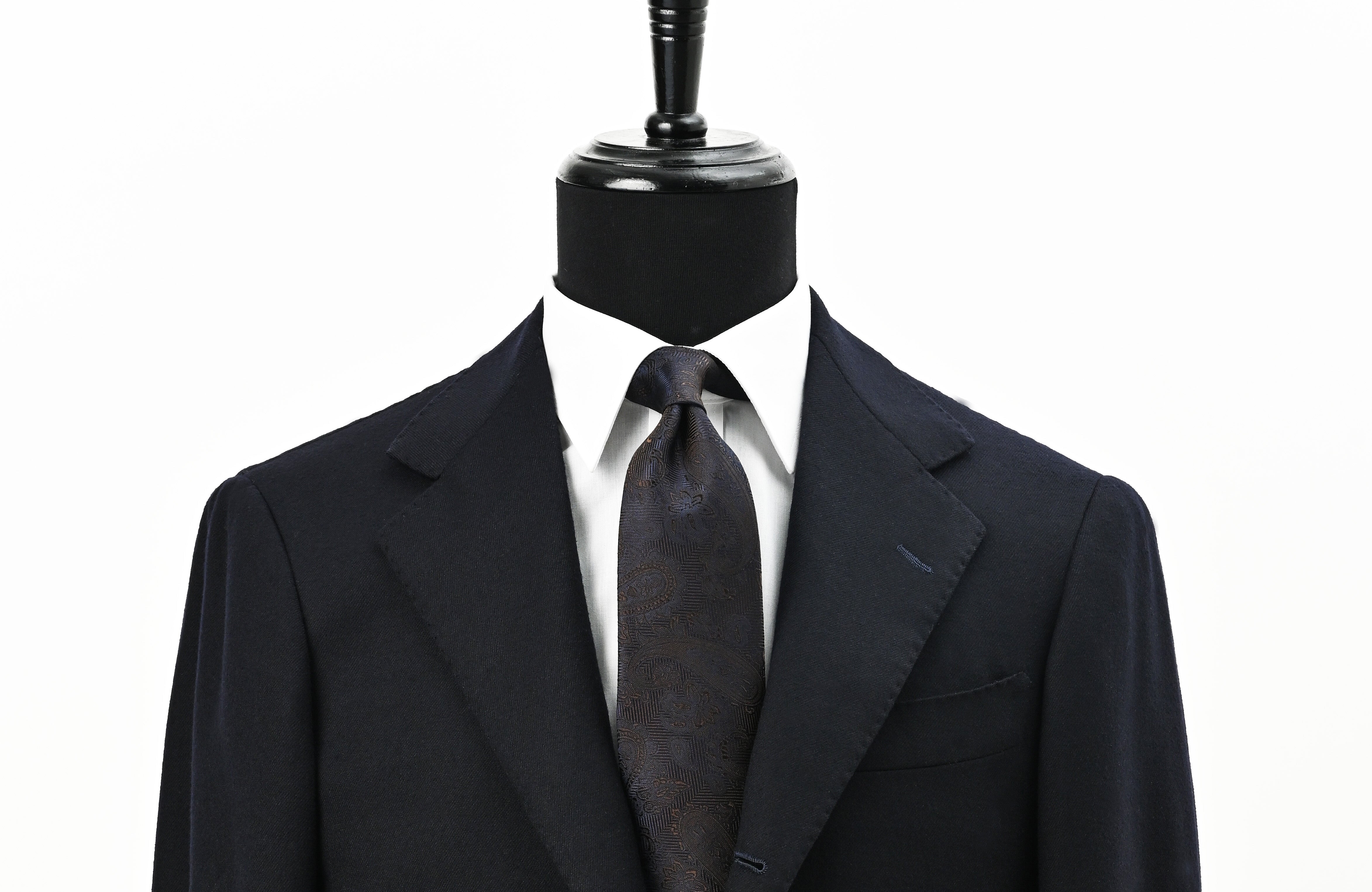 日本製 シルク ハンドロール ネクタイ シャドウペイズリー ブラウン