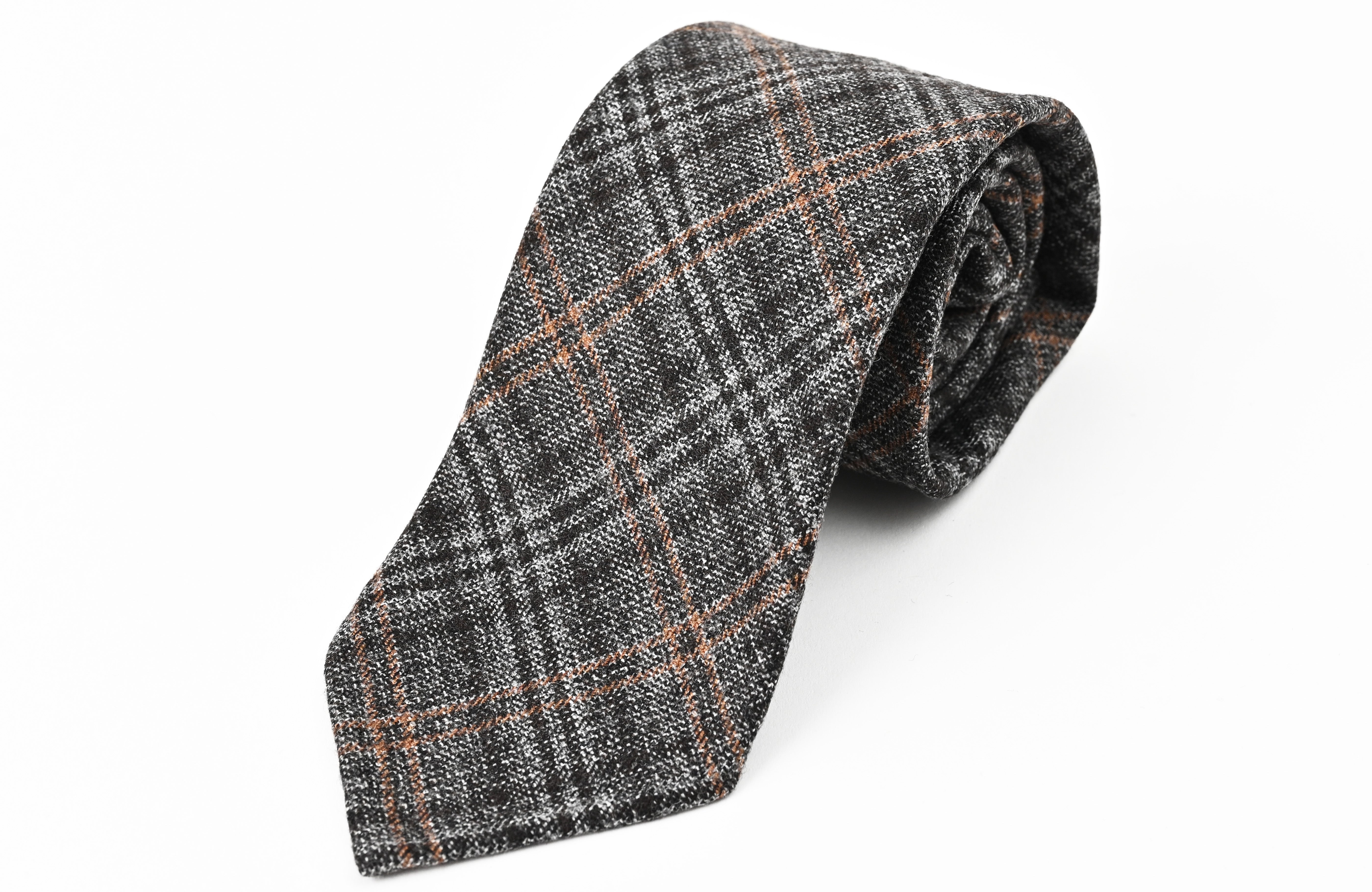 日本製 イタリアンウール REDA ネクタイ チェック ブラウン – MIND OF