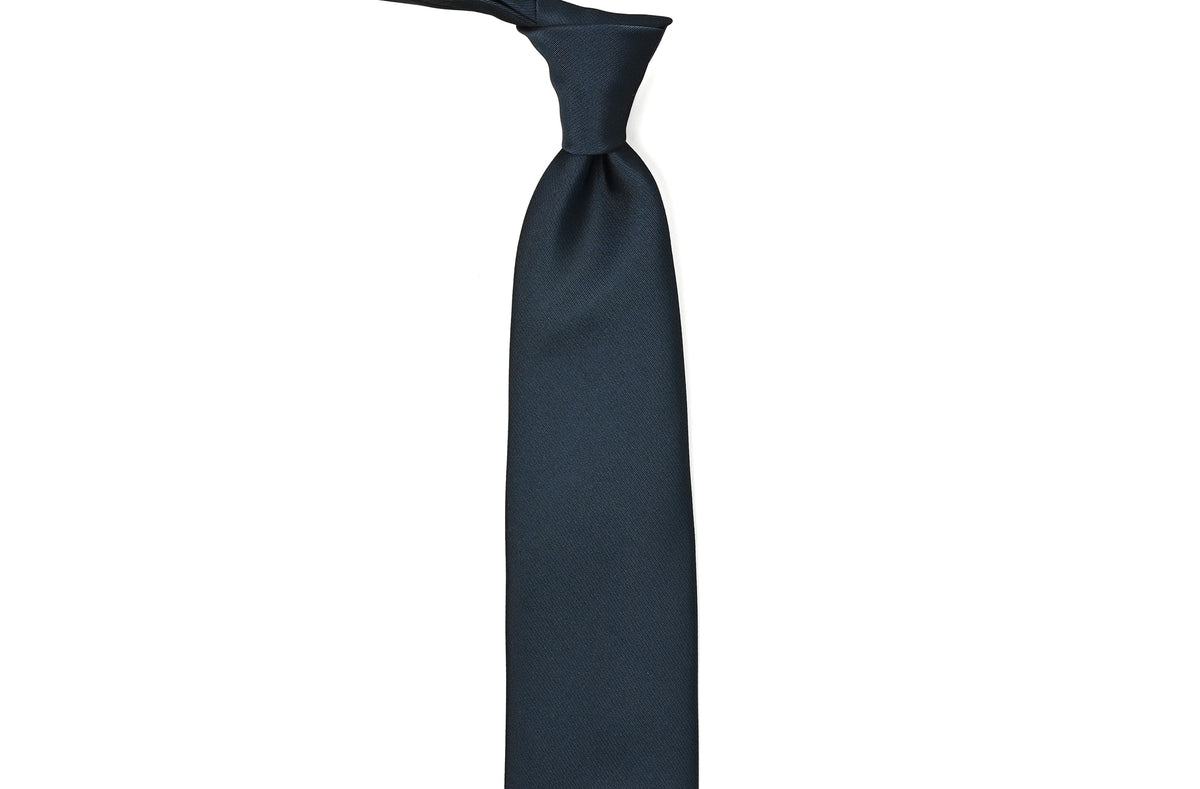 日本製 シルク ハンドロール ネクタイ カスミ ソリッド ネイビー