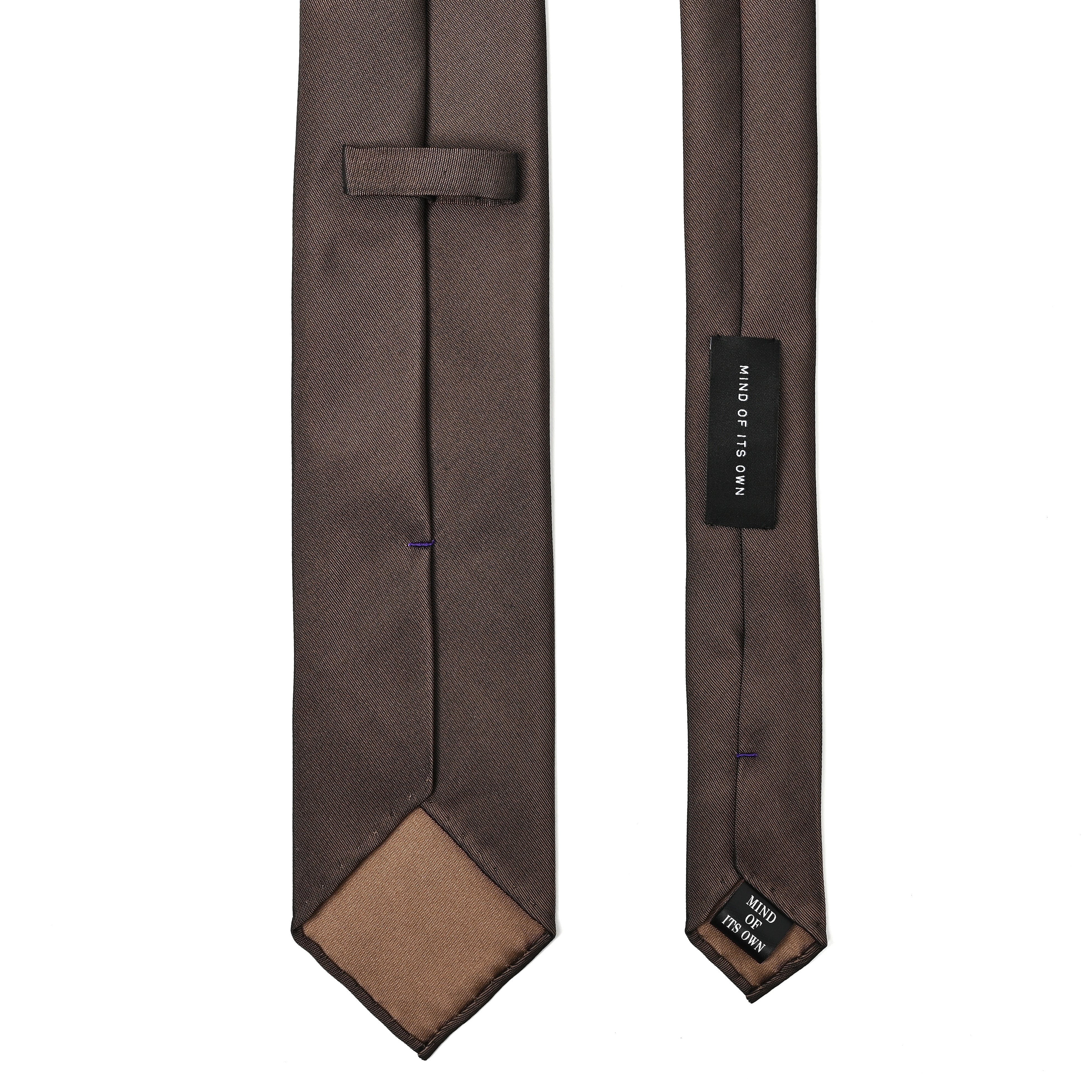 日本製 シルク ハンドロール ネクタイ カスミ ソリッド ブラウン